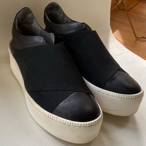 Barneys New York Slip On Sneakers Black Leather
